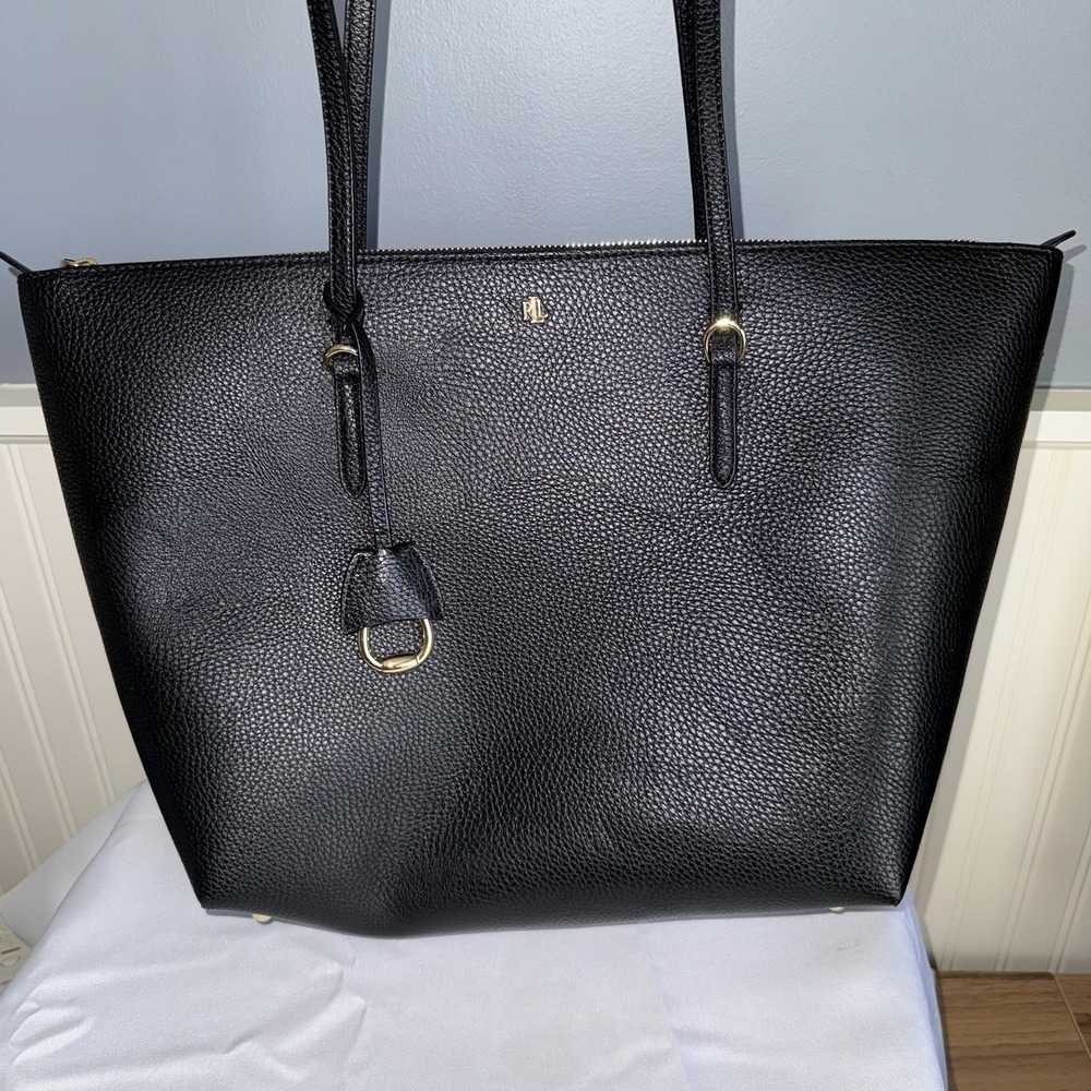 Lauren Ralph Lauren Faux Leather Keaton Tote Bag Black Purse Shoulder Bag